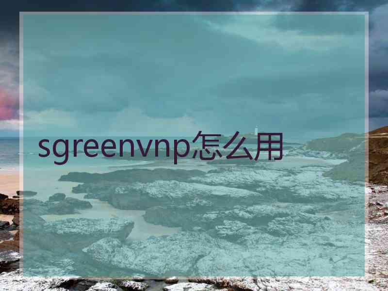 sgreenvnp怎么用